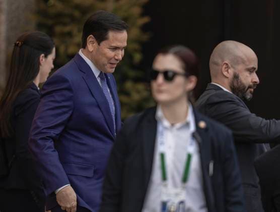 March 14, 2025, La Malbaie, Quebec, CANADA: U.S. Secretary of State Marco Rubio leave the G7 Foreign Ministers meeting in La Malbaie, Charlevoix, Quebec, Canada March 13, 2025. La Malbaie CANADA - ZUMAl128 20250314_zap_l128_013 Copyright: xPatricexLapointex