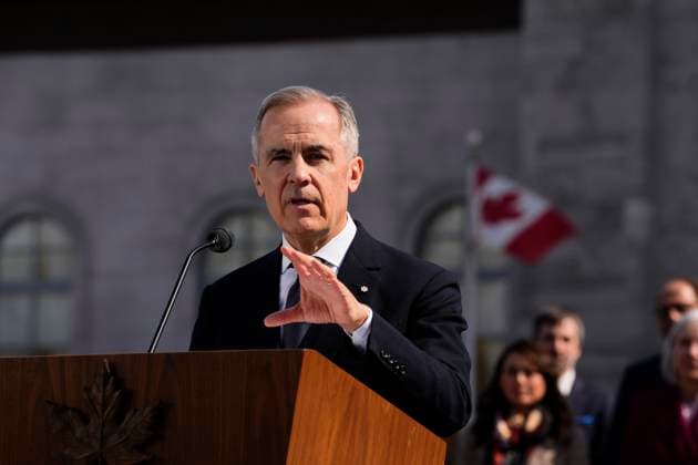 March 14, 2025, Ottawa, On, Canada: Prime Minister Mark Carney holds a press conference following a swearing in ceremony at Rideau Hall in Ottawa on Friday, March 14, 2025. Ottawa Canada  - ZUMAc35_ 20250314_zaf_c35_198 Copyright: xJustinxTangx