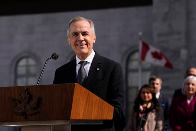 March 14, 2025, Ottawa, On, Canada: Prime Minister Mark Carney holds a press conference following a swearing in ceremony at Rideau Hall in Ottawa on Friday, March 14, 2025. Ottawa Canada  - ZUMAc35_ 20250314_zaf_c35_201 Copyright: xJustinxTangx