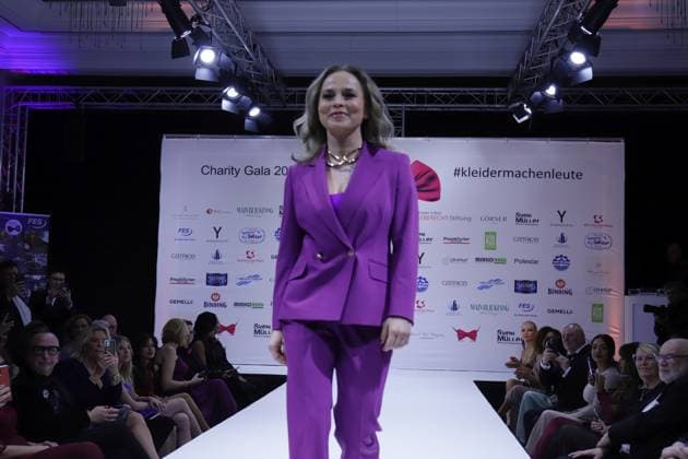 15 03 2025 Neu Isenburg, Hotel Hilton Clothes make the man Benefit Gala Fashion show Celebrities on the catwalk Former boxer Regina Halmich Honorary ambassador of the German Childrens Fund DFL DFB REGULATIONS PROHIBIT ANY USE OF PHOTOGRAPHS AS IMAGE SEQUENCES AND OR QUASI VIDEO HP