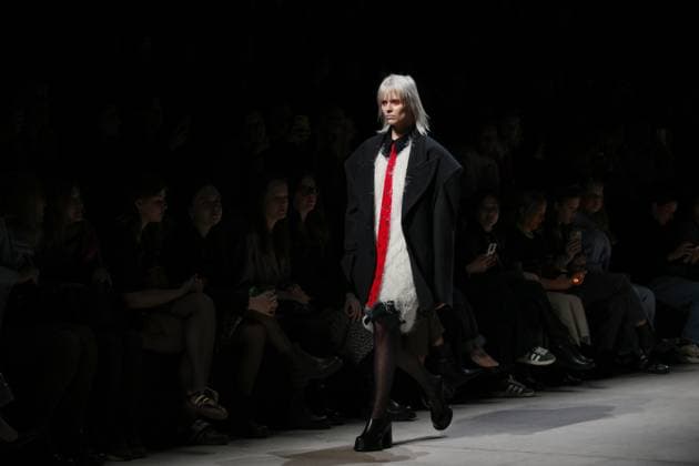 Russia Moscow Fashion Week 8880318 16.03.2025 A model presents a creation by the brand XAKAMA during the 4th Moscow Fashion Week at the Manege Central Exhibition Hall in Moscow, Russia. Grigory Sysoev Sputnik Moscow Russia  Copyright: xGrigoryxSysoevx