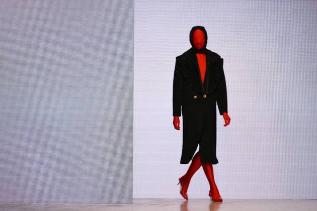 Russia Moscow Fashion Week 8880343 16.03.2025 A model presents a creation by the brand COSAREVE during the 4th Moscow Fashion Week at the Manege Central Exhibition Hall in Moscow, Russia. Grigory Sysoev Sputnik Moscow Russia  Copyright: xGrigoryxSysoevx