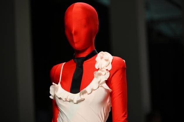 Russia Moscow Fashion Week 8880347 16.03.2025 A model presents a creation by the brand COSAREVE during the 4th Moscow Fashion Week at the Manege Central Exhibition Hall in Moscow, Russia. Grigory Sysoev Sputnik Moscow Russia  Copyright: xGrigoryxSysoevx