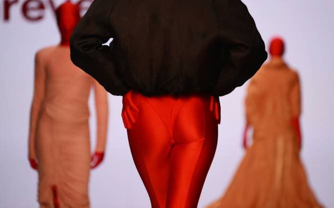 Russia Moscow Fashion Week 8880363 16.03.2025 Models present creations by the brand COSAREVE during the 4th Moscow Fashion Week at the Manege Central Exhibition Hall in Moscow, Russia. Grigory Sysoev Sputnik Moscow Russia  Copyright: xGrigoryxSysoevx