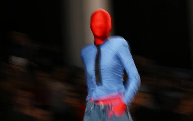 Russia Moscow Fashion Week 8880366 16.03.2025 A model presents a creation by the brand COSAREVE during the 4th Moscow Fashion Week at the Manege Central Exhibition Hall in Moscow, Russia. Grigory Sysoev Sputnik Moscow Russia  Copyright: xGrigoryxSysoevx