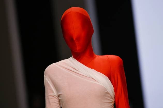 Russia Moscow Fashion Week 8880370 16.03.2025 A model presents a creation by the brand COSAREVE during the 4th Moscow Fashion Week at the Manege Central Exhibition Hall in Moscow, Russia. Grigory Sysoev Sputnik Moscow Russia  Copyright: xGrigoryxSysoevx