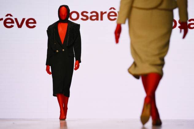 Russia Moscow Fashion Week 8880374 16.03.2025 Models present creations by the brand COSAREVE during the 4th Moscow Fashion Week at the Manege Central Exhibition Hall in Moscow, Russia. Grigory Sysoev Sputnik Moscow Russia  Copyright: xGrigoryxSysoevx