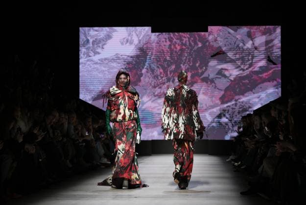 Russia Moscow Fashion Week 8880459 16.03.2025 Models present creations by the brand GAPANOVICH during the 4th Moscow Fashion Week at the Manege Central Exhibition Hall in Moscow, Russia. Grigory Sysoev Sputnik Moscow Russia  Copyright: xGrigoryxSysoevx