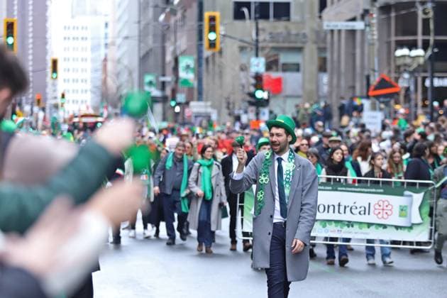 200th St. Patrick s Day Celebration Parade A man taking part during the parade for the 200th edition of St. Patrick s Day, that commemorated the Irish heritage present in Montreal since the late 17th century. on March 16, 2025 in Montreal, Canada. (Photo by Horacio Zamora Rios Eyepix Group) Copyright: xHoracioxZamoraxRios xEyepixxGroupx HZ_16032025_147413