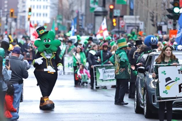 Persons taking part during the parade for the 200th edition of St. Patrick s Day, that commemorated the Irish heritage present in Montreal since the late 17th century. on March 16, 2025 in Montreal, Canada. Montreal Canada - ZUMAe321 20250316_zia_e321_008 Copyright: xHoracioxZamoraxRiosx