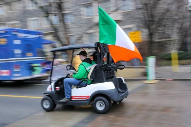 2025 Toronto St. Patrick s Day Parade In Toronto, Ontario, Canada, on March 16, 2025, the parade marshal patrols the closed street with a golf cart during the 2025 Toronto St. Patrick s Day Parade. Toronto Ontario Canada  Copyright: xIndrawanxKumalax originalFilename: kumala-2025toro250316_npOmt.jpg