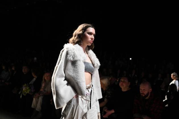 Russia Moscow Fashion Week 8881343 17.03.2025 A model presents a creation by the brand LI LAB during the 4th Moscow Fashion Week at the Manege Central Exhibition Hall in Moscow, Russia. Vladimir Astapkovich Sputnik Moscow Russia  Copyright: xVladimirxAstapkovichx