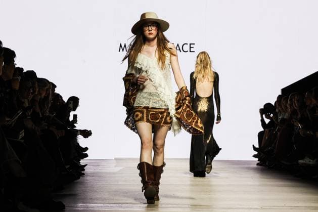 RUSSIA, MOSCOW - MARCH 18, 2025: A model showcases creations during a runway show for the collection by Masterpeace as part of the 4th Moscow Fashion Week at the Manege Central Exhibition Hall. Valery Sharifulin TASS  79202986