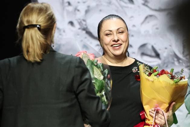 RUSSIA, MOSCOW - MARCH 18, 2025: Fashion designer Julia Dalakian is seen after a runway show as part of the 4th Moscow Fashion Week at the Manege Central Exhibition Hall. Valery Sharifulin TASS  79203434