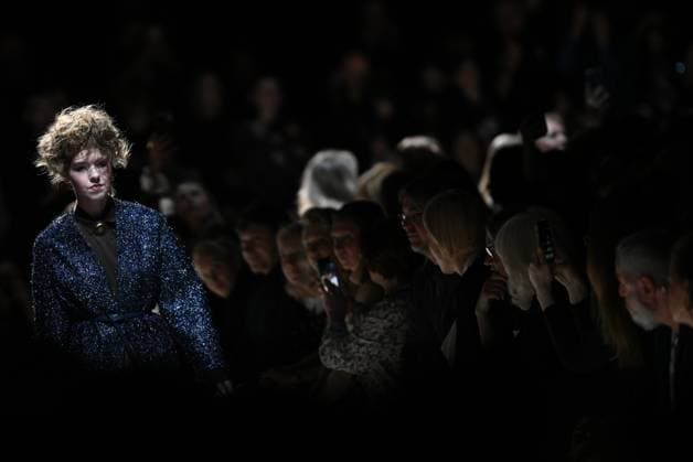 Russia Moscow Fashion Week 8882279 18.03.2025 A model presents a creation by the brand Julia Dalakian during the 4th Moscow Fashion Week at the Manege Central Exhibition Hall in Moscow, Russia. Vladimir Astapkovich Sputnik Moscow Russia  Copyright: xVladimirxAstapkovichx