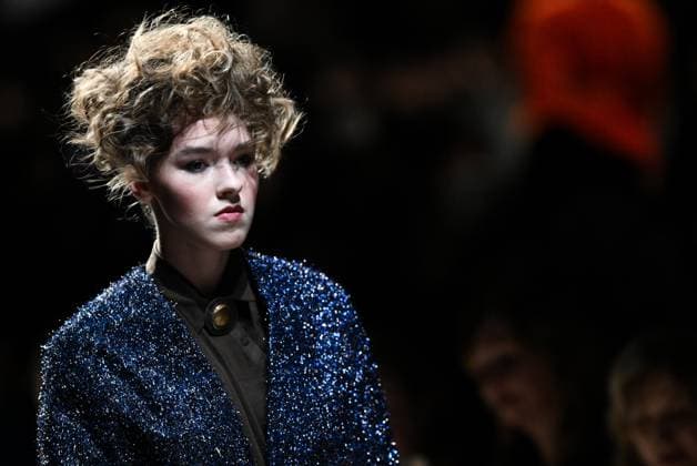 Russia Moscow Fashion Week 8882280 18.03.2025 A model presents a creation by the brand Julia Dalakian during the 4th Moscow Fashion Week at the Manege Central Exhibition Hall in Moscow, Russia. Vladimir Astapkovich Sputnik Moscow Russia  Copyright: xVladimirxAstapkovichx