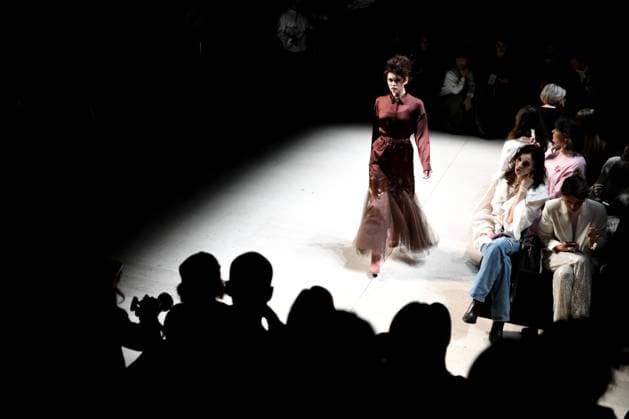 Russia Moscow Fashion Week 8882282 18.03.2025 A model presents a creation by the brand Julia Dalakian during the 4th Moscow Fashion Week at the Manege Central Exhibition Hall in Moscow, Russia. Vladimir Astapkovich Sputnik Moscow Russia  Copyright: xVladimirxAstapkovichx