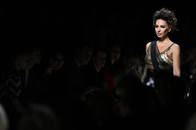 Russia Moscow Fashion Week 8882289 18.03.2025 A model presents a creation by the brand Julia Dalakian during the 4th Moscow Fashion Week at the Manege Central Exhibition Hall in Moscow, Russia. Vladimir Astapkovich Sputnik Moscow Russia  Copyright: xVladimirxAstapkovichx