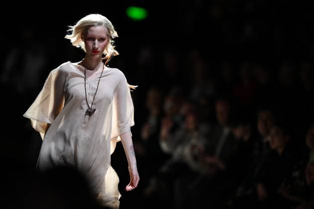 Russia Moscow Fashion Week 8882261 18.03.2025 A model presents a creation by the brand Masterpeace during the 4th Moscow Fashion Week at the Manege Central Exhibition Hall in Moscow, Russia. Vladimir Astapkovich Sputnik Moscow Russia  Copyright: xVladimirxAstapkovichx
