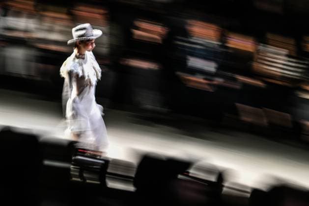 Russia Moscow Fashion Week 8882264 18.03.2025 A model presents a creation by the brand Masterpeace during the 4th Moscow Fashion Week at the Manege Central Exhibition Hall in Moscow, Russia. Vladimir Astapkovich Sputnik Moscow Russia  Copyright: xVladimirxAstapkovichx