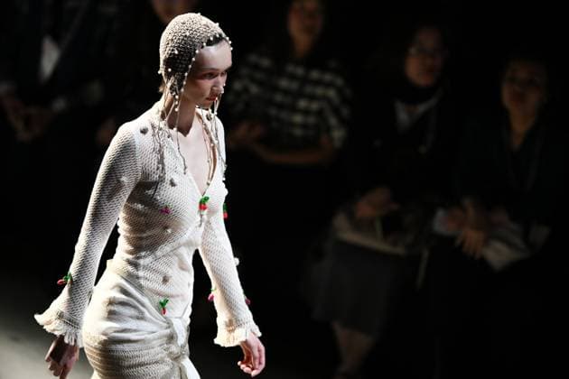 Russia Moscow Fashion Week 8882267 18.03.2025 A model presents a creation by the brand Masterpeace during the 4th Moscow Fashion Week at the Manege Central Exhibition Hall in Moscow, Russia. Vladimir Astapkovich Sputnik Moscow Russia  Copyright: xVladimirxAstapkovichx