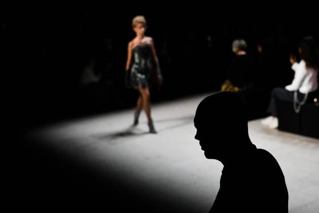 Russia Moscow Fashion Week 8882284 18.03.2025 A model presents a creation by the brand Julia Dalakian during the 4th Moscow Fashion Week at the Manege Central Exhibition Hall in Moscow, Russia. Vladimir Astapkovich Sputnik Moscow Russia  Copyright: xVladimirxAstapkovichx