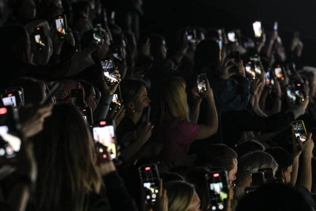 Russia Moscow Fashion Week 8882272 18.03.2025 People take pictures during a catwalk show by the brand Masterpeace during the 4th Moscow Fashion Week at the Manege Central Exhibition Hall in Moscow, Russia. Vladimir Astapkovich Sputnik Moscow Russia  Copyright: xVladimirxAstapkovichx