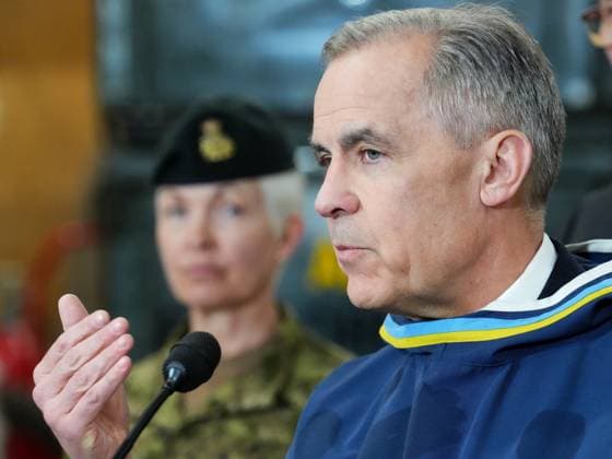March 18, 2025, Iqaluit, Nunavut, Canada: Prime Minister Mark Carney makes an announcement at a Canadian Armed Forces forward-operating location in Iqaluit, Nunavut, on Tuesday, March 18, 2025. Iqaluit Canada  - ZUMAc35_ 20250318_zaf_c35_048 Copyright: xSeanxKilpatrickx