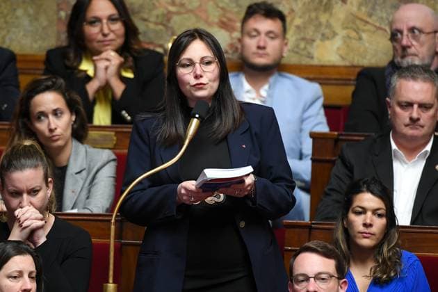NEWS : Questions au gouvernement - AssemblÃ e nationale - 18 03 2025 Marie Mesmeur - Questions au gouvernement - Assemblee nationale, Paris.  Copyright: xLionelxUrmanx