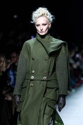 RUSSIA, MOSCOW - MARCH 18, 2025: A model showcases a creation from designer Julia Dalakian during a runway show of the 4th Moscow Fashion Week at the Manege Central Exhibition Hall. Arina Antonova TASS  79211546