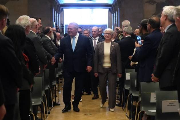 March 19, 2025, Toronto, On, CANADA: Ontario Premier Doug Ford and Ontario Lt. Gov. Edith Dumont arrive for a cabinet swearing-in ceremony in Toronto on Wednesday, March 19, 2025. Toronto CANADA  - ZUMAc35_ 20250319_zaf_c35_026 Copyright: xNathanxDenettex
