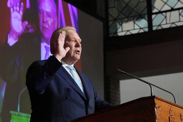 March 19, 2025, Toronto, On, CANADA: Premier Doug Ford reaffirms his oath as premier of Ontario during a cabinet swearing-in ceremony in Toronto on Wednesday, March 19, 2025. Toronto CANADA  - ZUMAc35_ 20250319_zaf_c35_032 Copyright: xNathanxDenettex