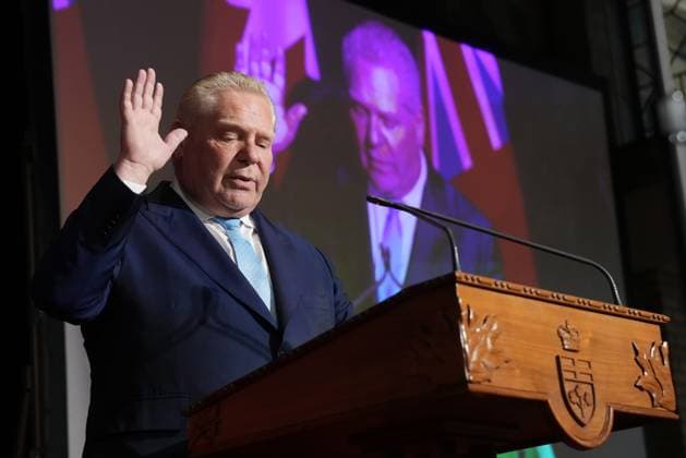 March 19, 2025, Toronto, On, CANADA: Premier Doug Ford reaffirms his oath as premier of Ontario during a cabinet swearing-in ceremony in Toronto on Wednesday, March 19, 2025. Toronto CANADA  - ZUMAc35_ 20250319_zaf_c35_033 Copyright: xNathanxDenettex