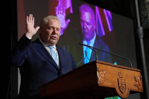 March 19, 2025, Toronto, On, CANADA: Premier Doug Ford reaffirms his oath as premier of Ontario during a cabinet swearing-in ceremony in Toronto on Wednesday, March 19, 2025. Toronto CANADA  - ZUMAc35_ 20250319_zaf_c35_035 Copyright: xNathanxDenettex
