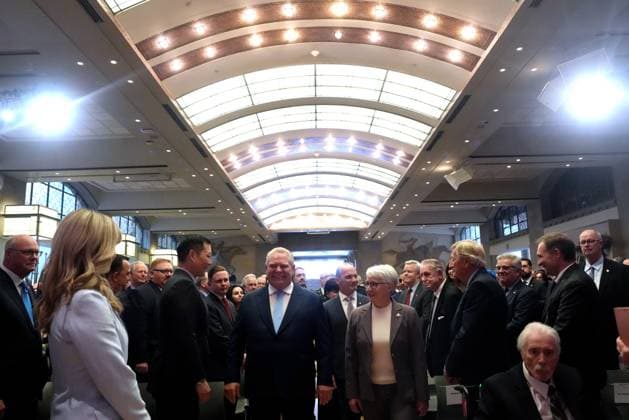 March 19, 2025, Toronto, On, CANADA: Ontario Premier Doug Ford and Ontario Lt. Gov. Edith Dumont arrive for a cabinet swearing-in ceremony in Toronto on Wednesday, March 19, 2025. Toronto CANADA  - ZUMAc35_ 20250319_zaf_c35_030 Copyright: xNathanxDenettex