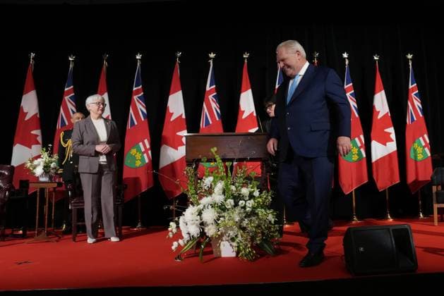March 19, 2025, Toronto, On, CANADA: Premier Doug Ford smiles as he finishes reaffirming his oath as premier of Ontario during a cabinet swearing-in ceremony in Toronto on Wednesday, March 19, 2025. Toronto CANADA  - ZUMAc35_ 20250319_zaf_c35_053 Copyright: xNathanxDenettex
