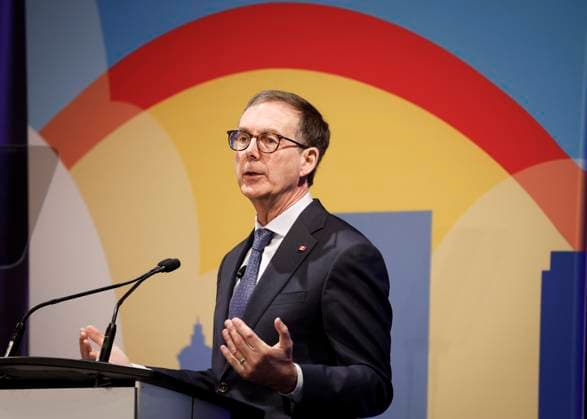 March 20, 2025, Calgary, Ab, CANADA: Governor of the Bank of Canada Tiff Macklem, delivers a speech on monetary policy at a Calgary Economic Development event in Calgary, Alta., Thursday, March 20, 2025. Calgary CANADA  - ZUMAc35_ 20250320_zaf_c35_054 Copyright: xJeffxMcintoshx