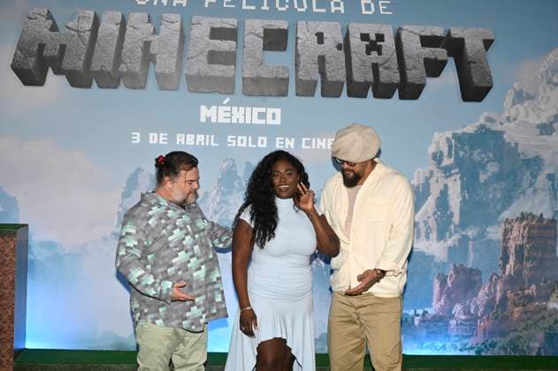 (L-R) Jack Black, Danielle Brooks and Jason Momoa attend the Photocall for the Minecraft film at Mexico City St. Regis Hotel. on March 21, 2025 in Mexico City, Mexico. Mexico City Mexico - ZUMAe321 20250321_zia_e321_024 Copyright: xCarlosxTischlerx