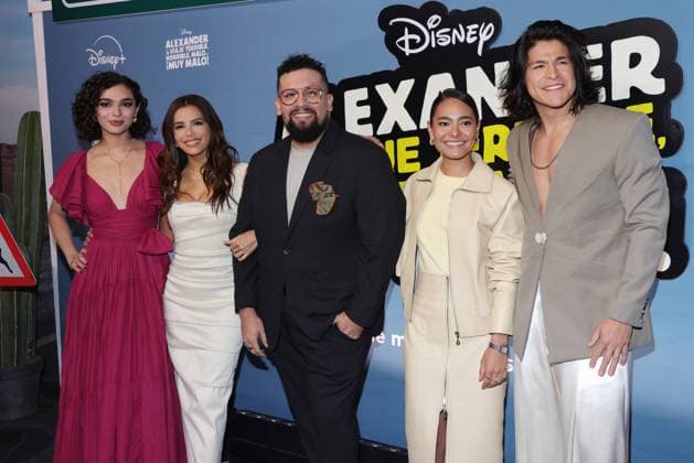 March 21, 2025, Mexico City, Ciudad de Mexico, Mexico: (L-R) Paulina Chavez, Eva Longoria, Marvin Lemus, Mabel Cadena, Cristo Ferno¡ndez attend the red carpet for Alexander and the Terrible, Horrible, No Good, Very Bad Road Trip film premiere at Sofitel Mexico City Reforma. on March 21, 2025 in Mexico City, Mexico. Mexico City Mexico - ZUMAe321 20250321_zea_e321_017 Copyright: xYamakxPereax