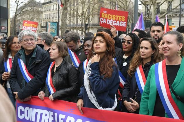 Illustrations of the anti-racism demonstration organized by the far left party LFI La France Isoumise in Paris Daniele Obono, Rima Hassan, Mathilde Panot Illustrations of the anti-racism demonstration organized by the far left party LFI La France Isoumise in Paris, March 22, 2025 Lionel Urman Bestimage Illustrations of the anti-racism demonstration organized by the far left party LFI La France Isoumise in Paris, March 22, 2025 Paris France  Copyright: xLIONELxURMANxx xBESTIMAGExLIONELxURMANxx xBESTIMAGEx