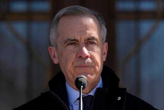 March 23, 2025, Ottawa, On, CANADA: Prime Minister Mark Carney speaks to media at Rideau Hall, where he asked the Governor General to dissolve Parliament and call an election, in Ottawa, Sunday, March 23, 2025. Ottawa CANADA  - ZUMAc35_ 20250323_zaf_c35_015 Copyright: xAdrianxWyldx