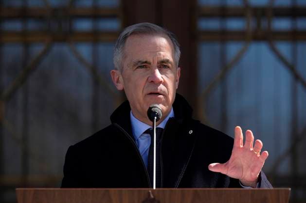 March 23, 2025, Ottawa, On, CANADA: Prime Minister Mark Carney speaks to media at Rideau Hall, where he asked the Governor General to dissolve Parliament and call an election, in Ottawa, Sunday, March 23, 2025. Ottawa CANADA  - ZUMAc35_ 20250323_zaf_c35_013 Copyright: xAdrianxWyldx