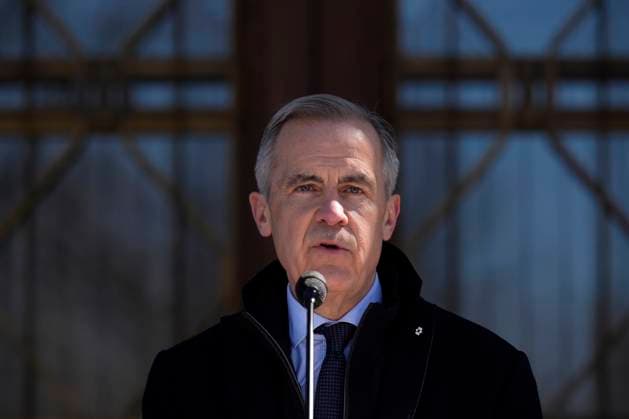 March 23, 2025, Ottawa, On, CANADA: Prime Minister Mark Carney speaks to media at Rideau Hall, where he asked the Governor General to dissolve Parliament and call an election, in Ottawa, Sunday, March 23, 2025. Ottawa CANADA  - ZUMAc35_ 20250323_zaf_c35_016 Copyright: xAdrianxWyldx