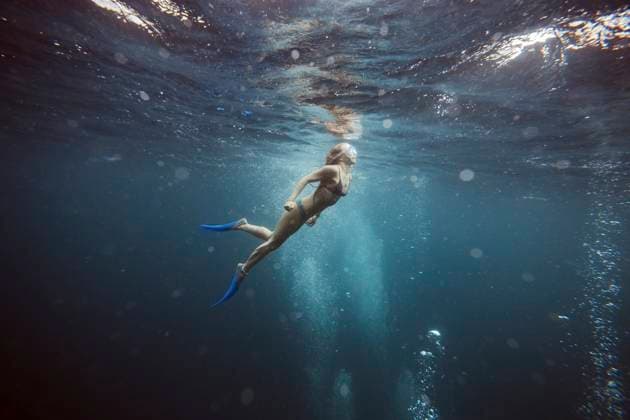 Creative Highlights Symbolfotos Woman underwater, Gili Meno, Gili islands, Bali, Indonesia model released, Symbolfoto, KNTF03930