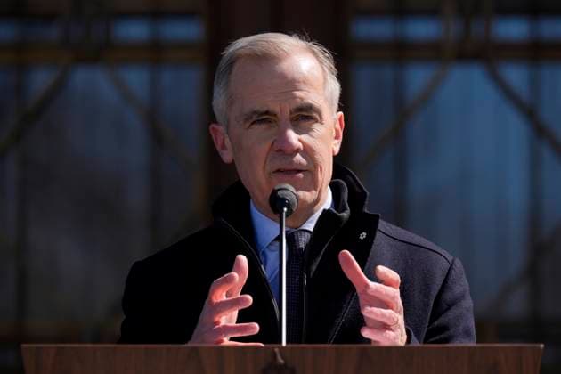 March 23, 2025, Ottawa, On, CANADA: Prime Minister Mark Carney speaks to media at Rideau Hall, where he asked the Governor General to dissolve Parliament and call an election, in Ottawa, Sunday, March 23, 2025. Ottawa CANADA  - ZUMAc35_ 20250323_zaf_c35_029 Copyright: xAdrianxWyldx