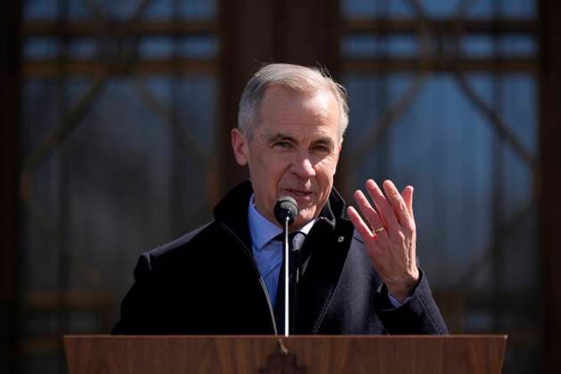 March 23, 2025, Ottawa, On, CANADA: Prime Minister Mark Carney speaks to media at Rideau Hall, where he asked the Governor General to dissolve Parliament and call an election, in Ottawa, Sunday, March 23, 2025. Ottawa CANADA  - ZUMAc35_ 20250323_zaf_c35_049 Copyright: xAdrianxWyldx