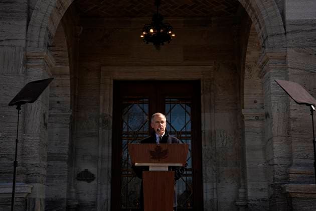 March 23, 2025, Ottawa, On, CANADA: Prime Minister Mark Carney speaks to media at Rideau Hall, where he asked the Governor General to dissolve Parliament and call an election, in Ottawa, Sunday, March 23, 2025. Ottawa CANADA  - ZUMAc35_ 20250323_zaf_c35_051 Copyright: xAdrianxWyldx