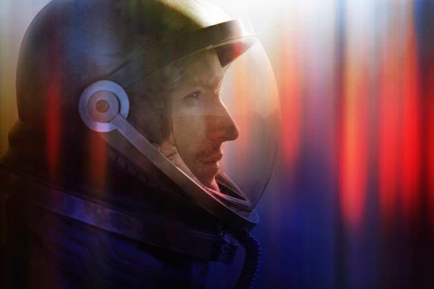 Creative Highlights Symbolfotos Astronaut in a futuristic space helmet with neon reflections model released, Symbolfoto, AZF00641