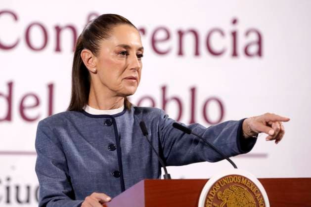 Mexican President Claudia Sheinbaum Pardo, speaks during the Security Cabinets bi weekly report at a press conference at the National Palace. on March 25, 2025 in Mexico City, Mexico. Mexico City Mexico - ZUMAe321 20250325_zia_e321_028 Copyright: xLuisxBarronx