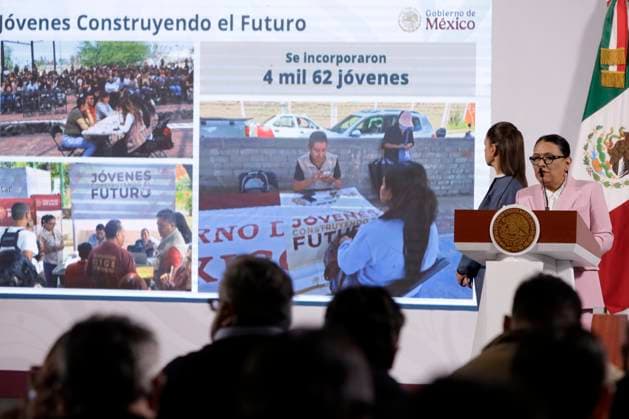 MexicoÃ¢â‚¬â ¢s President, Claudia Sheinbaum Parda is seen behind while the Secretary of the Interior, Rosa Icela Rodriguez, speaks during the Security Cabinets bi weekly report at a press conference at the National Palace. on March 25, 2025 in Mexico City, Mexico. Mexico City Mexico - ZUMAe321 20250325_zia_e321_017 Copyright: xLuisxBarronx